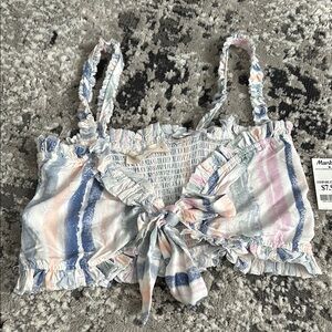 Striped Ruffle Crop Top